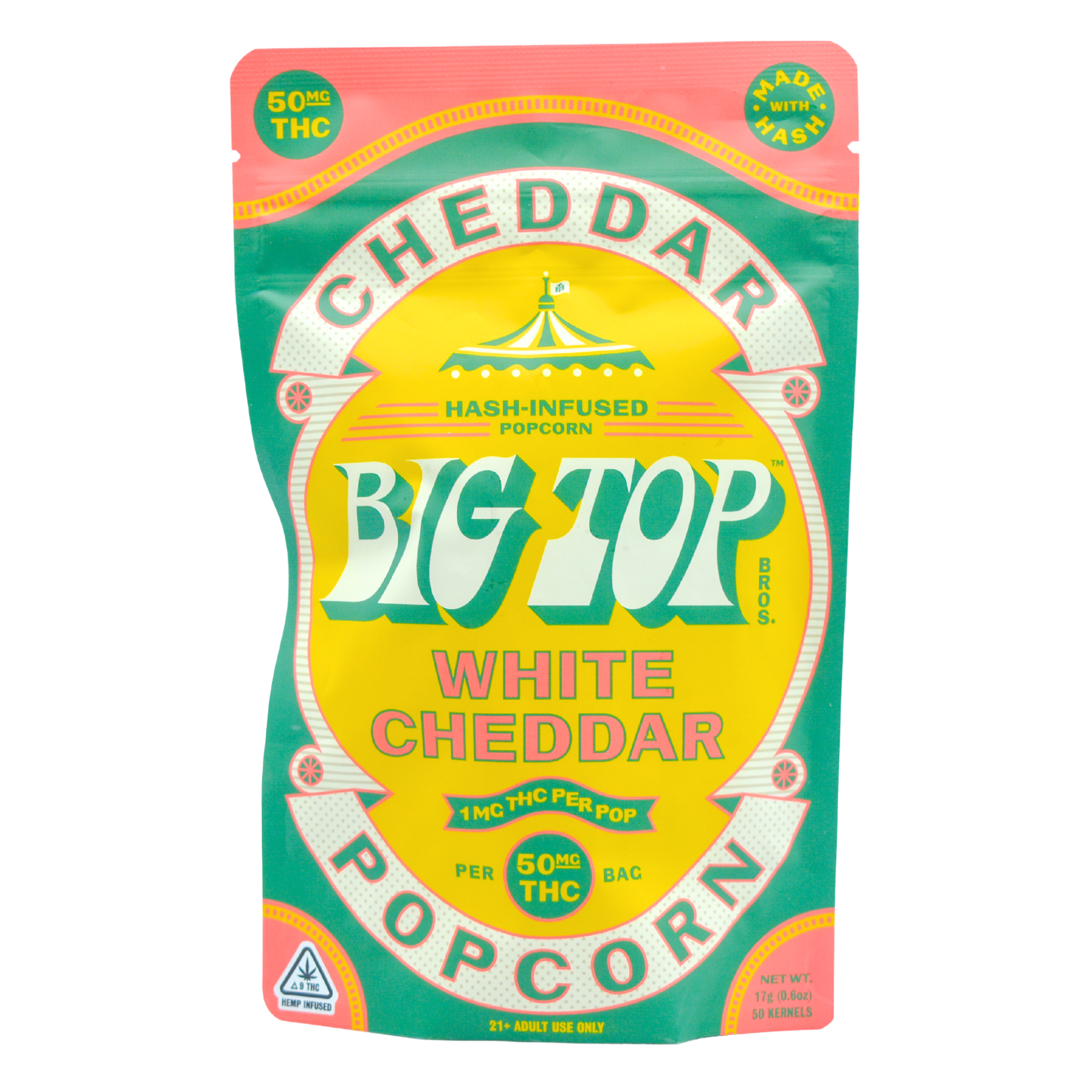 Hash Infused Delta 9 THC Big Top Popcorn / White Cheddar (50mg THC)